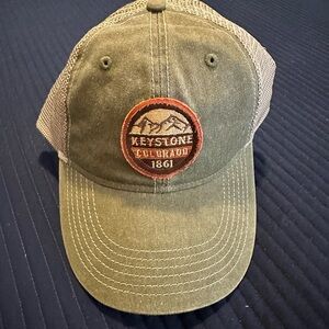 Green and Tan Trucker Hat with Mesh Back
